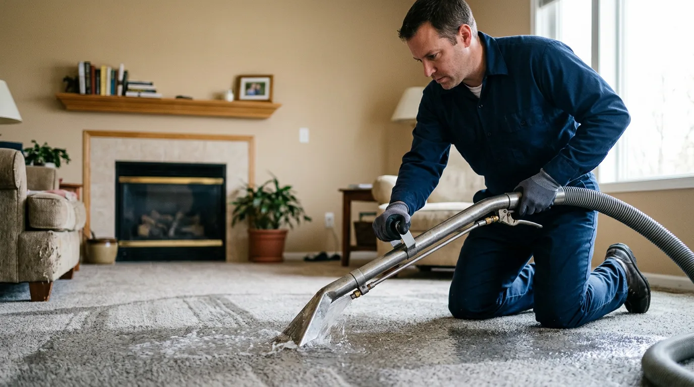 Water damage restoration technician working near Lesterville, MO